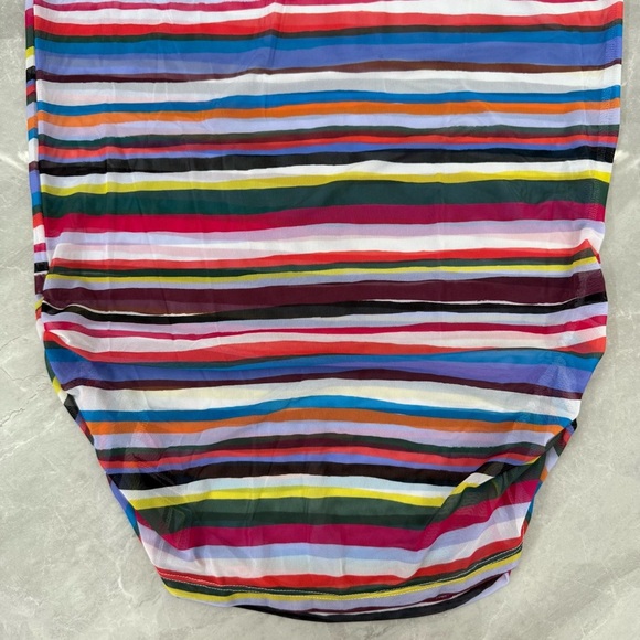 Women's Anne Cole Striped Mesh V-Neck Beach Pool Cover Up Tee Size XS / Small - Picture 6 of 16